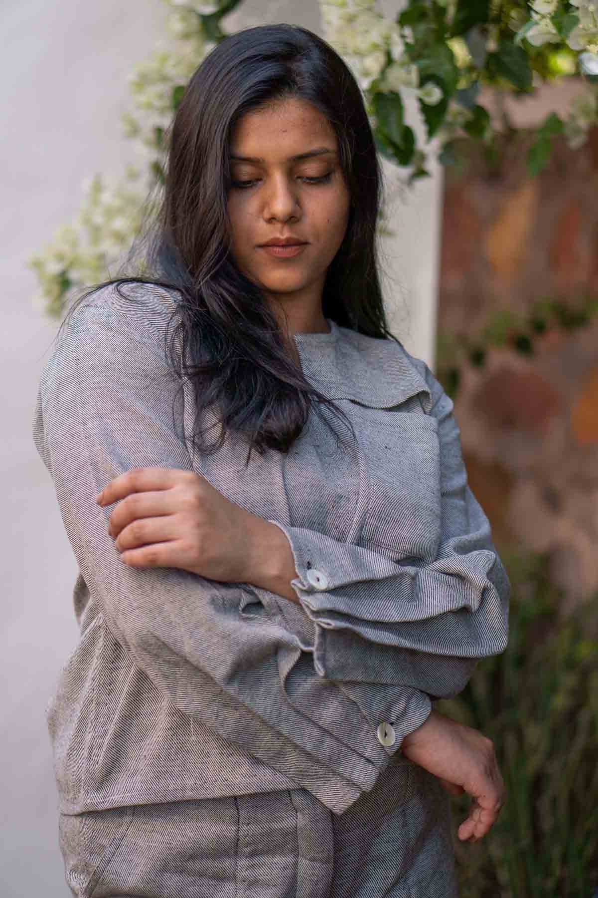 Buy Designer Sleeve Pleated Cotton Top By Lafaani